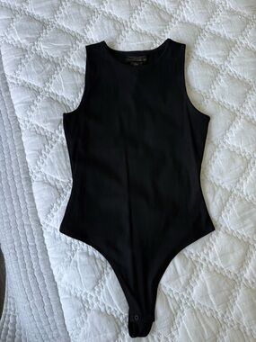House of Harlow 1960 Black Ribbed Sleeveless Bodysuit